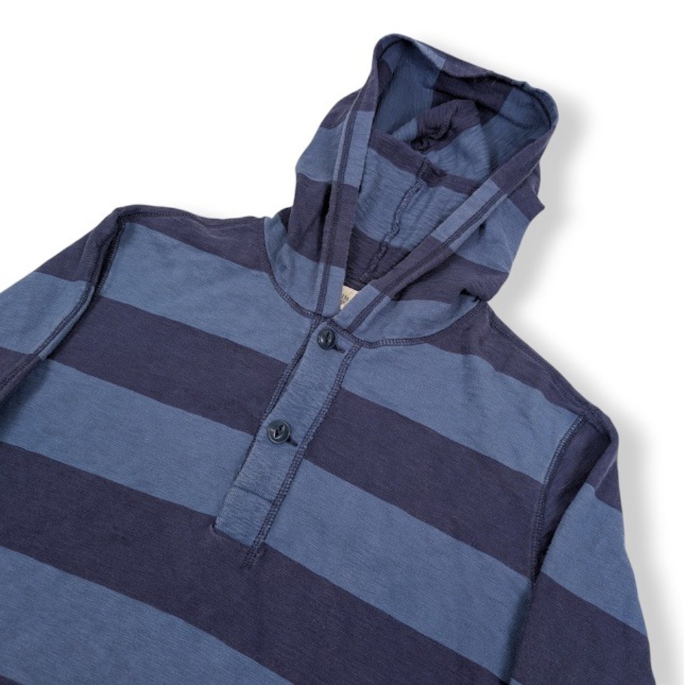 Ralph Lauren Denim & Supply Striped Henley Hoodie Mens Medium Blue Navy Preppy